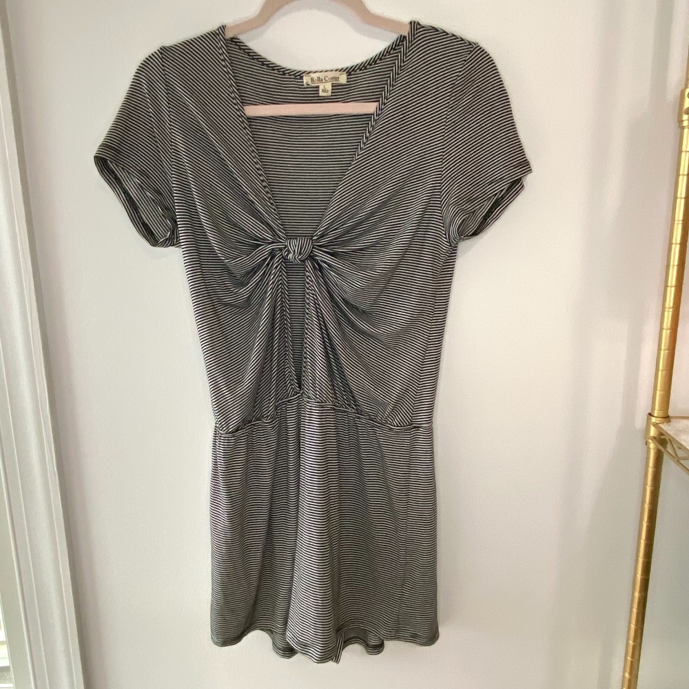 Worn Once! White and Black Striped Casual Romper Size Large